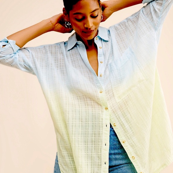 Anthropologie Tops - Anthropologie Ombré Oversized Buttondown, NEW